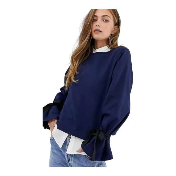 J.Crew Mercantile sweatshirt with tie sleeve - Picture 1 of 7